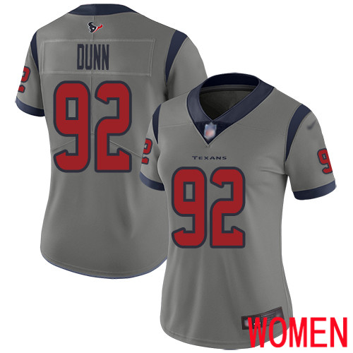Houston Texans Limited Gray Women Brandon Dunn Jersey NFL Football #92 Inverted Legend->youth nfl jersey->Youth Jersey